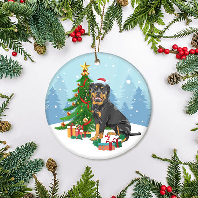 Merry Christmas Tree Rottweiler Christmas and Dogs Gift for Dog Lovers Christmas Tree Ornament | siriusteestore