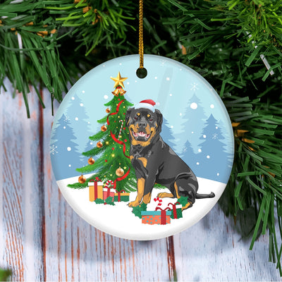 Merry Christmas Tree Rottweiler Christmas and Dogs Gift for Dog Lovers Christmas Tree Ornament | siriusteestore