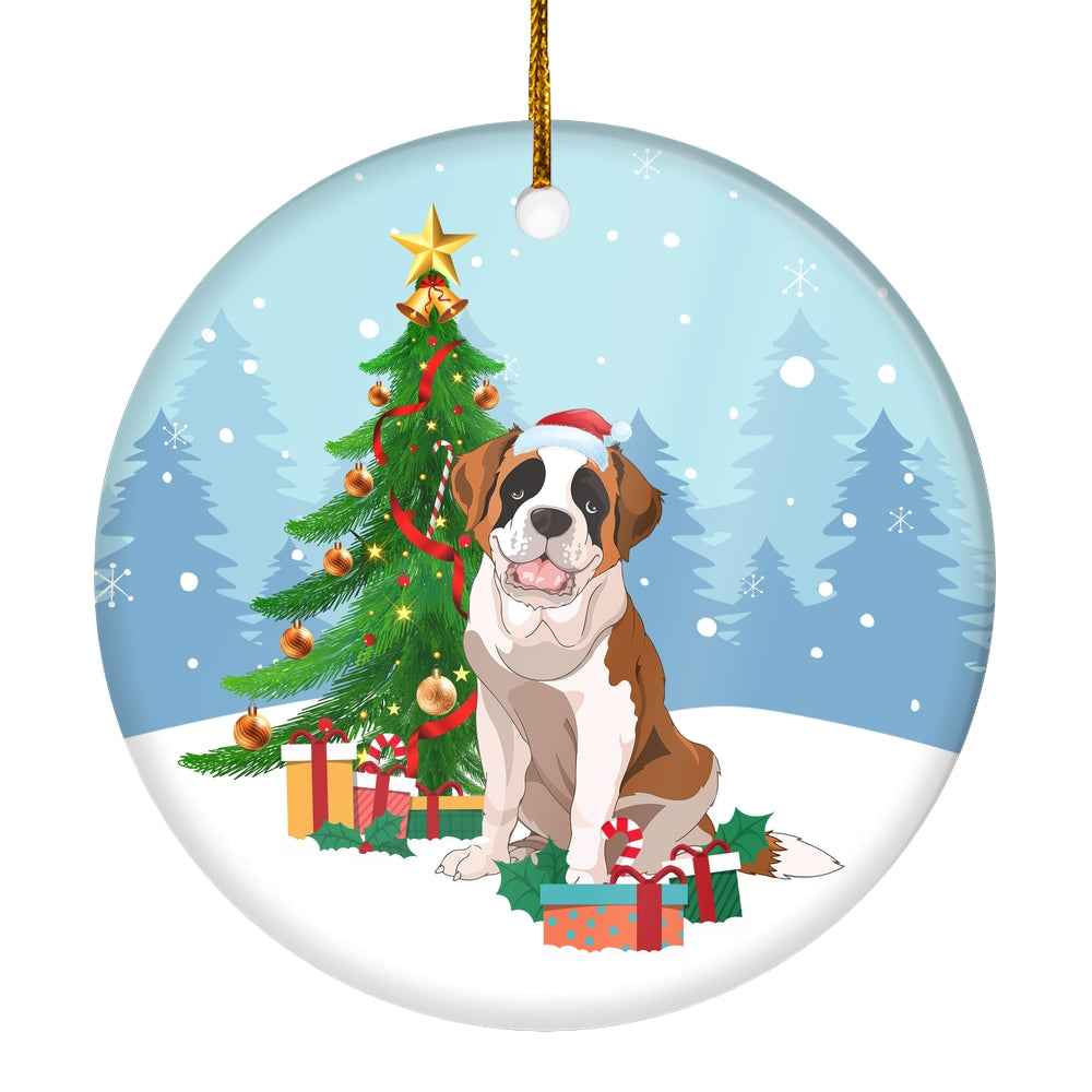 Merry Christmas Tree Saint Bernard Christmas and Dogs Gift for Dog Lovers Christmas Tree Ornament | siriusteestore