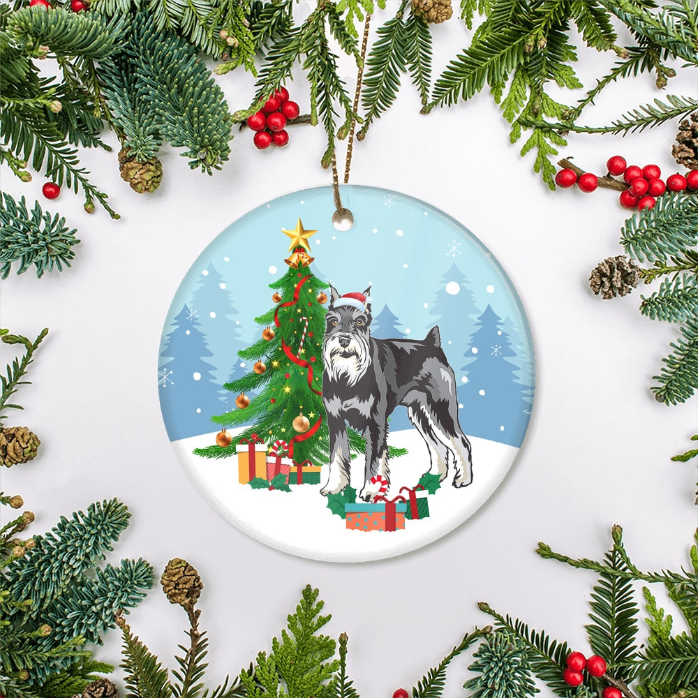 Merry Christmas Tree Schnauzer Christmas and Dogs Gift for Dog Lovers Christmas Tree Ornament | siriusteestore