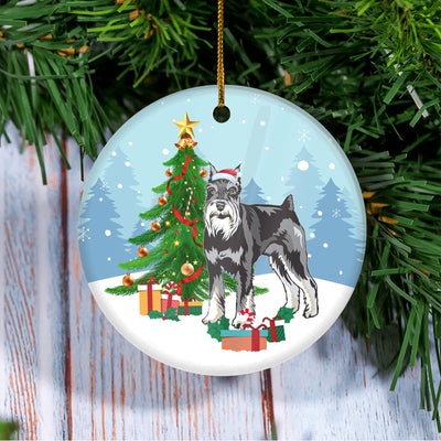Merry Christmas Tree Schnauzer Christmas and Dogs Gift for Dog Lovers Christmas Tree Ornament | siriusteestore