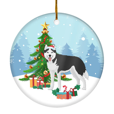 Merry Christmas Tree Siberian Husky Christmas and Dogs Gift for Dog Lovers Christmas Tree Ornament | siriusteestore