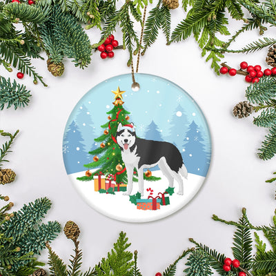 Merry Christmas Tree Siberian Husky Christmas and Dogs Gift for Dog Lovers Christmas Tree Ornament | siriusteestore