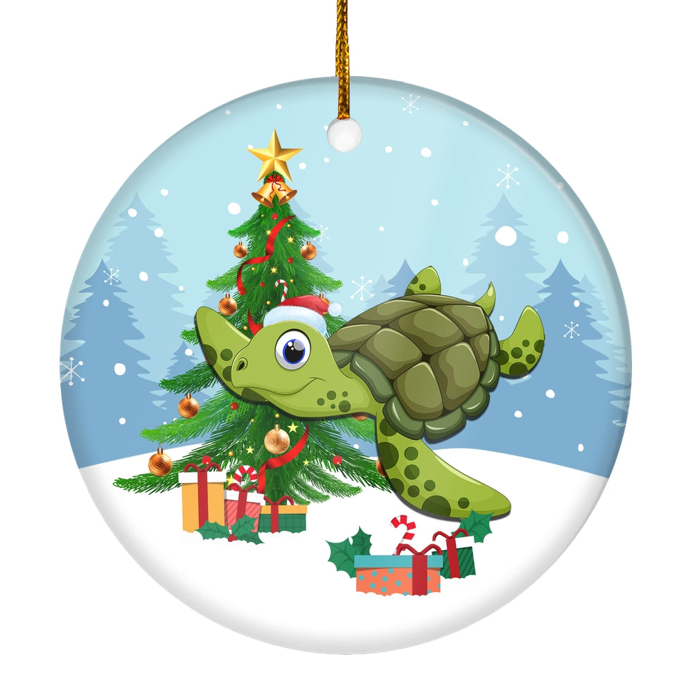 Merry Christmas Tree Turtle Christmas Tree Ornament | siriusteestore