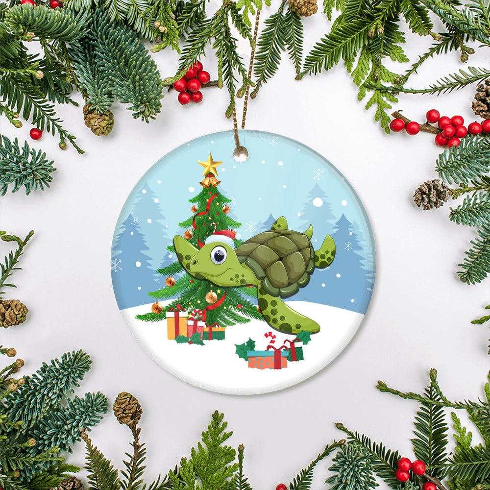 Merry Christmas Tree Turtle Christmas Tree Ornament | siriusteestore