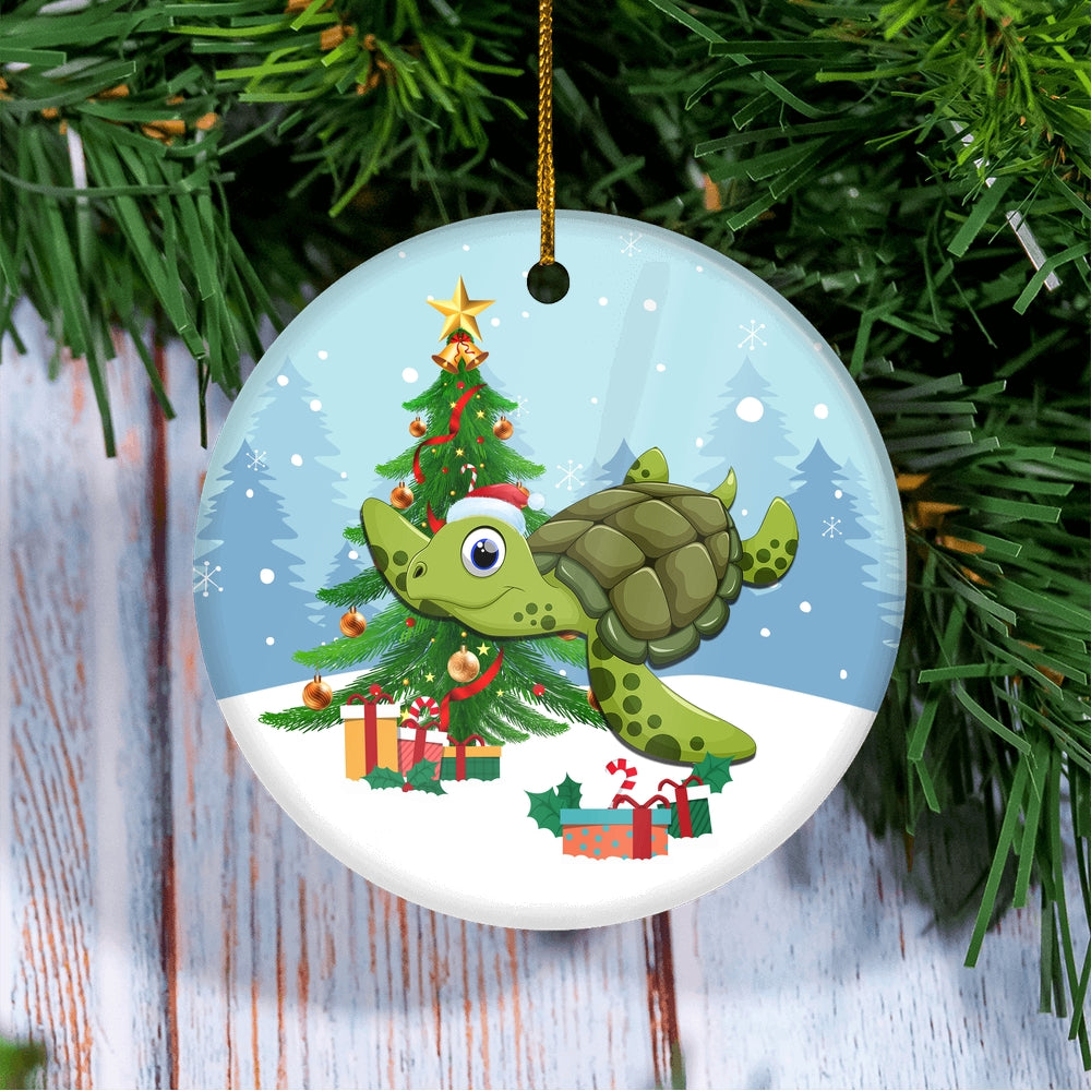 Merry Christmas Tree Turtle Christmas Tree Ornament | siriusteestore