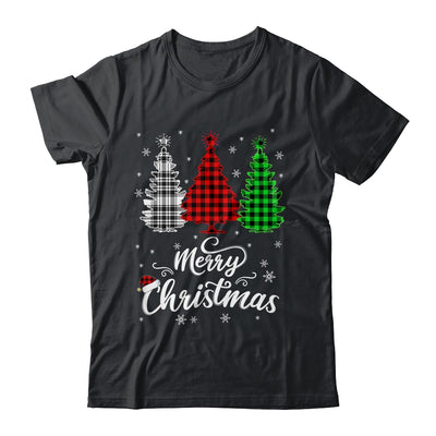 Merry Christmas Tree Xmas Buffalo Plaid Red White Green Shirt & Sweatshirt | siriusteestore
