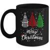 Merry Christmas Tree Xmas Buffalo Plaid Red White Green Mug | siriusteestore