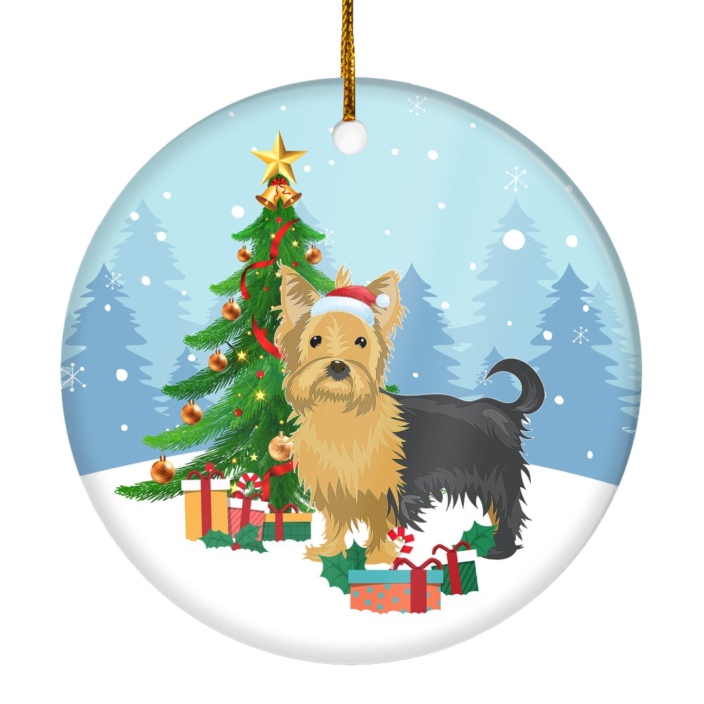 Merry Christmas Tree Yorkie Christmas and Dogs Gift for Dog Lovers Christmas Tree Ornament | siriusteestore
