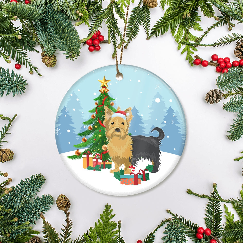 Merry Christmas Tree Yorkie Christmas and Dogs Gift for Dog Lovers Christmas Tree Ornament | siriusteestore