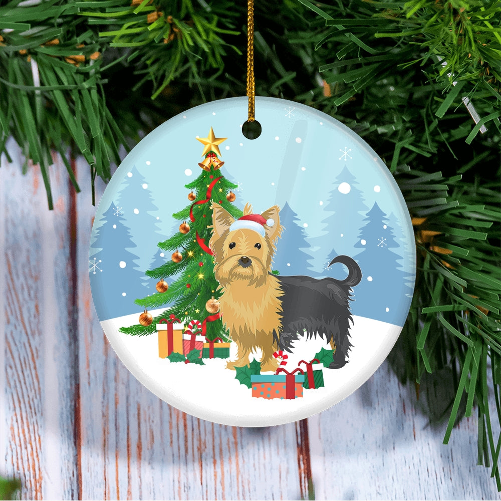 Merry Christmas Tree Yorkie Christmas and Dogs Gift for Dog Lovers Christmas Tree Ornament | siriusteestore