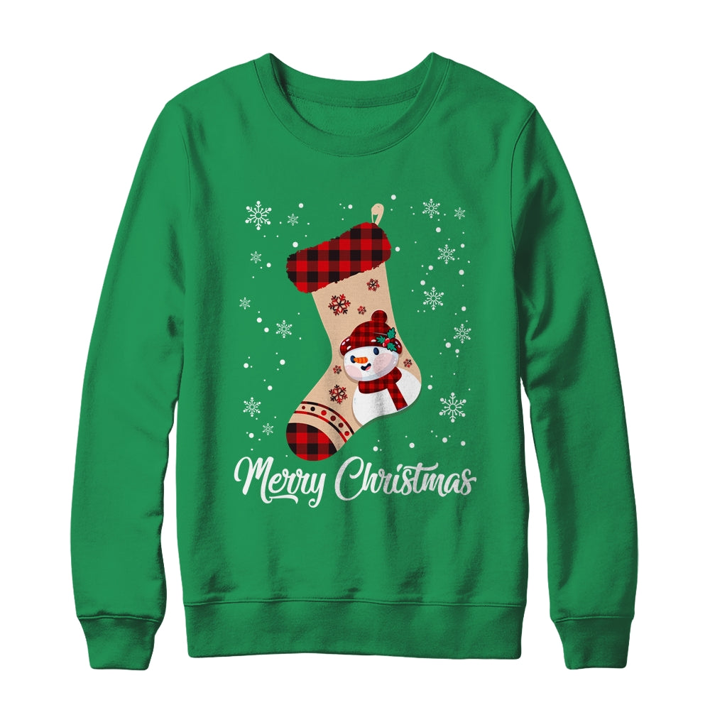 Merry Christmas Women Men Kids Funny Xmas Stocking Red Plaid Shirt & Sweatshirt | siriusteestore