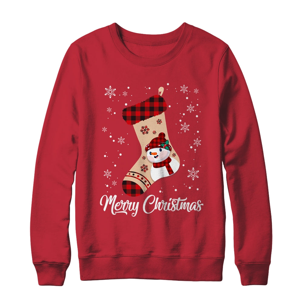 Merry Christmas Women Men Kids Funny Xmas Stocking Red Plaid Shirt & Sweatshirt | siriusteestore