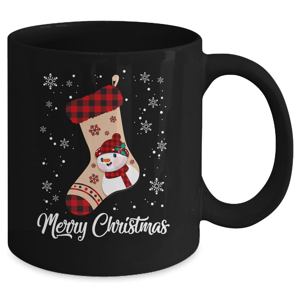 Merry Christmas Women Men Kids Funny Xmas Stocking Red Plaid Mug | siriusteestore