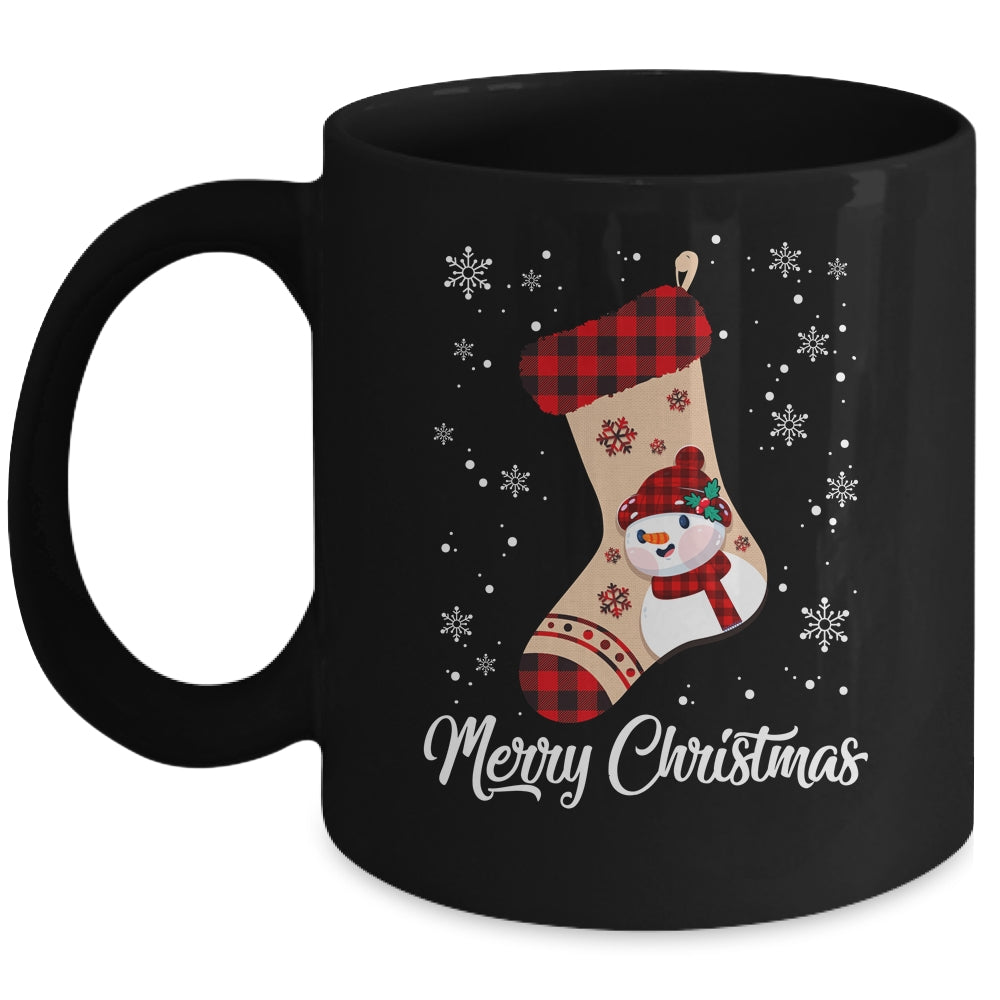 Merry Christmas Women Men Kids Funny Xmas Stocking Red Plaid Mug | siriusteestore