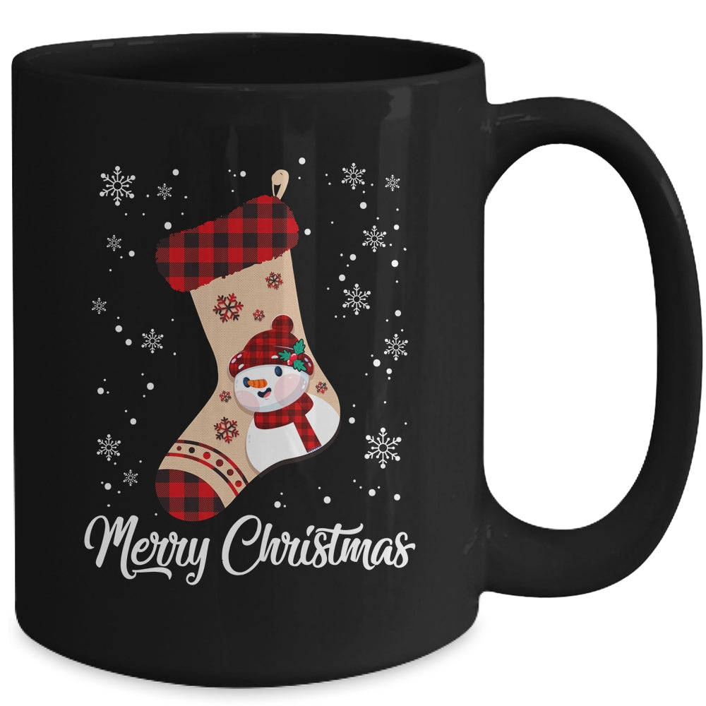 Merry Christmas Women Men Kids Funny Xmas Stocking Red Plaid Mug | siriusteestore