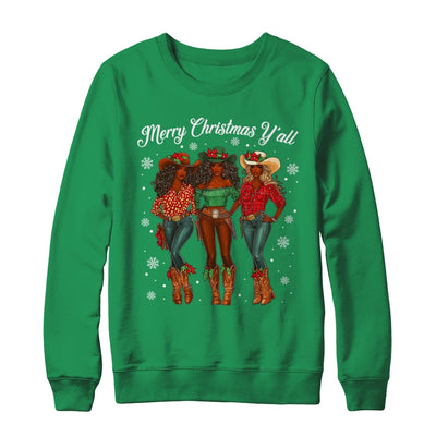 Merry Christmas Y'all Black Cowgirls African Christmas Xmas Shirt & Sweatshirt | siriusteestore