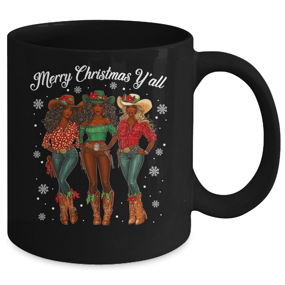 Merry Christmas Y'all Black Cowgirls African Christmas Xmas Mug | siriusteestore