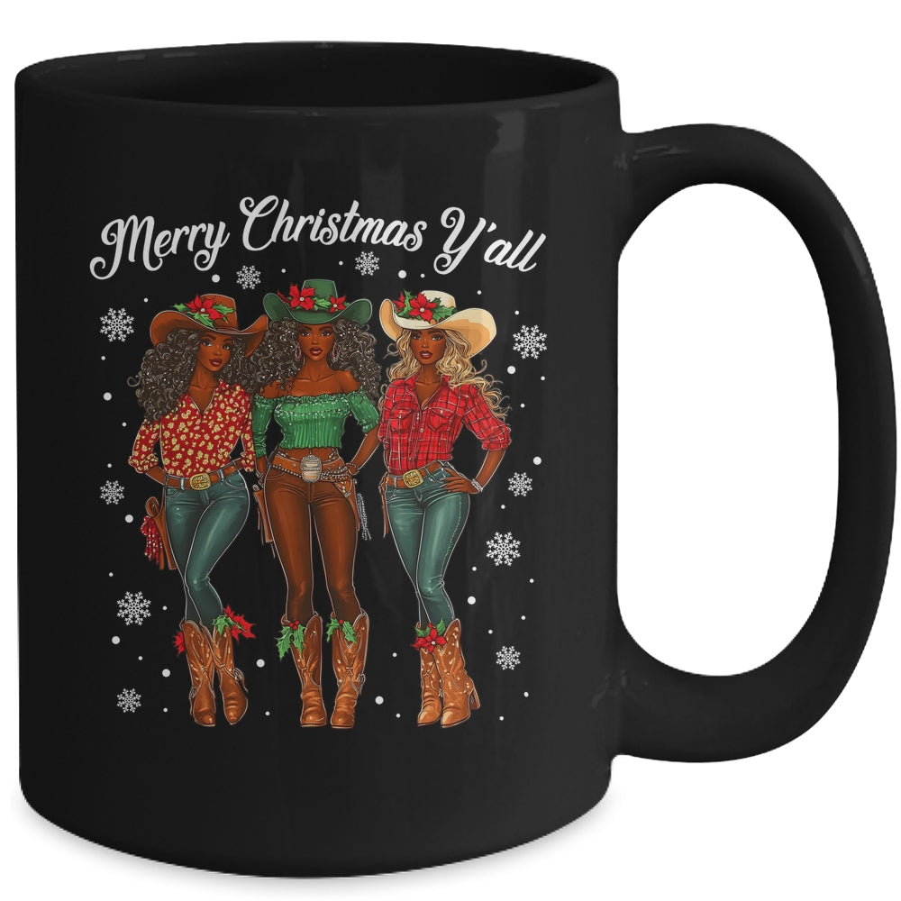 Merry Christmas Y'all Black Cowgirls African Christmas Xmas Mug | siriusteestore