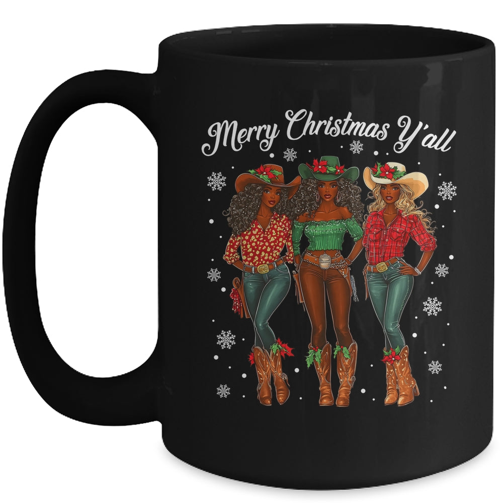 Merry Christmas Y'all Black Cowgirls African Christmas Xmas Mug | siriusteestore
