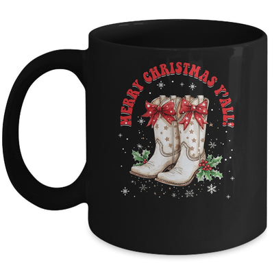 Merry Christmas Y'all Howdy Christmas Boots Cowgirl Coquette Mug | siriusteestore