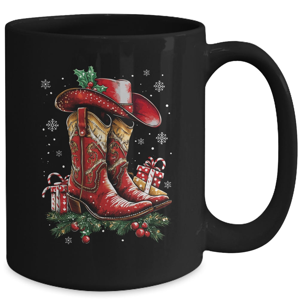 Merry Christmas Y'all Western Country Cowboy Cowgirl Boots Mug | siriusteestore