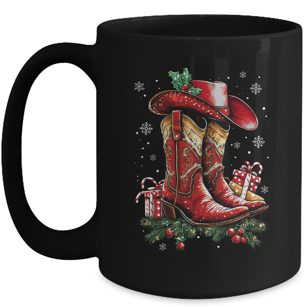 Merry Christmas Y'all Western Country Cowboy Cowgirl Boots Mug | siriusteestore