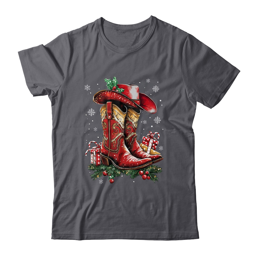 Merry Christmas Y'all Western Country Cowboy Cowgirl Boots Shirt & Sweatshirt | siriusteestore