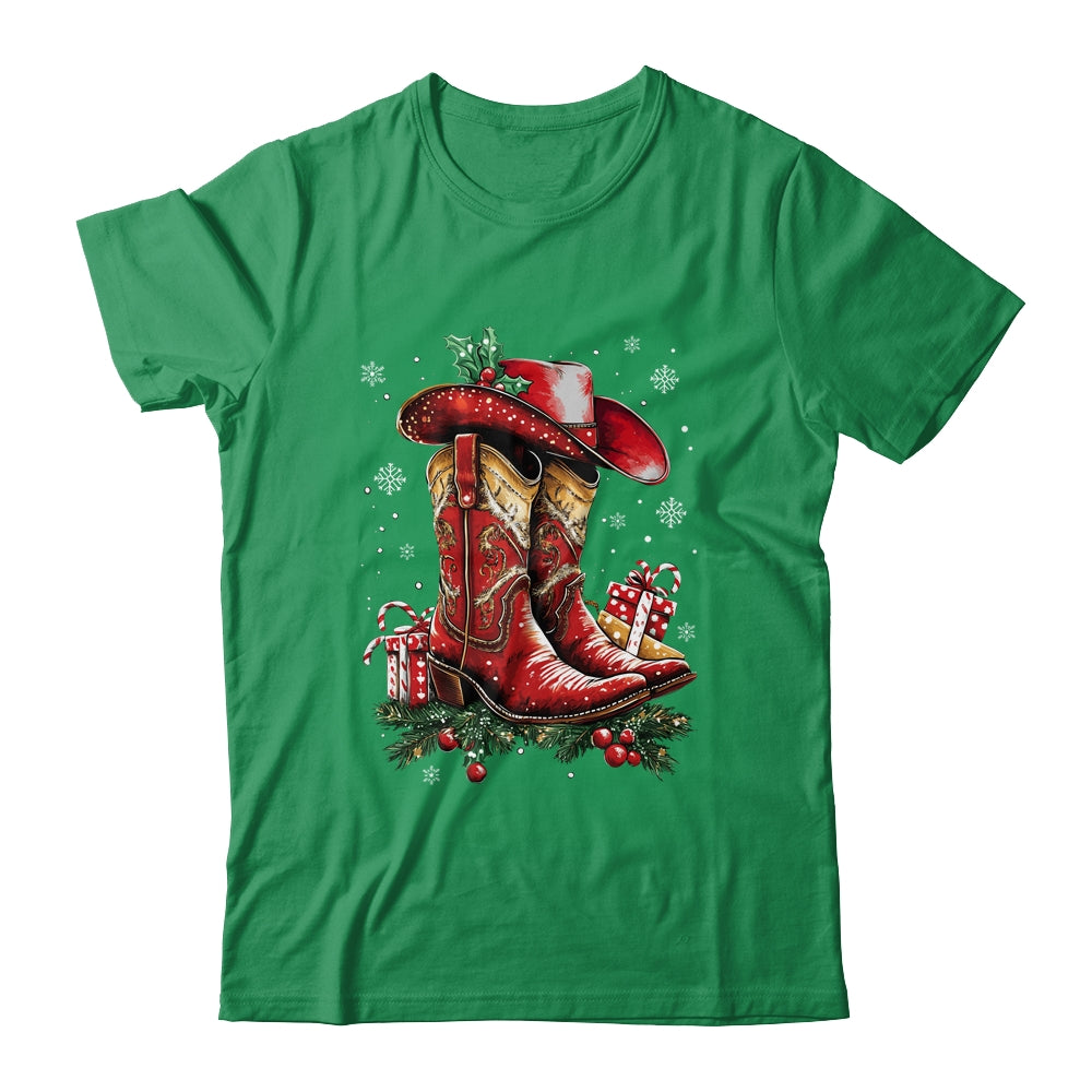 Merry Christmas Y'all Western Country Cowboy Cowgirl Boots Shirt & Sweatshirt | siriusteestore