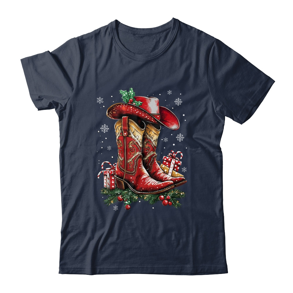 Merry Christmas Y'all Western Country Cowboy Cowgirl Boots Shirt & Sweatshirt | siriusteestore