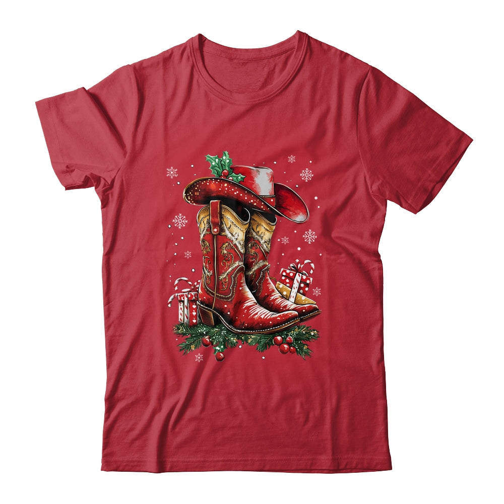 Merry Christmas Y'all Western Country Cowboy Cowgirl Boots Shirt & Sweatshirt | siriusteestore