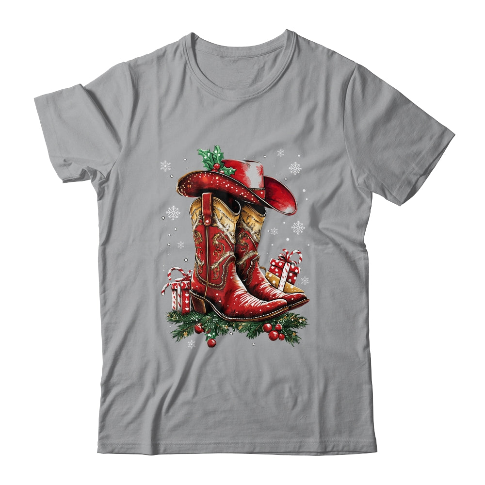 Merry Christmas Y'all Western Country Cowboy Cowgirl Boots Shirt & Sweatshirt | siriusteestore