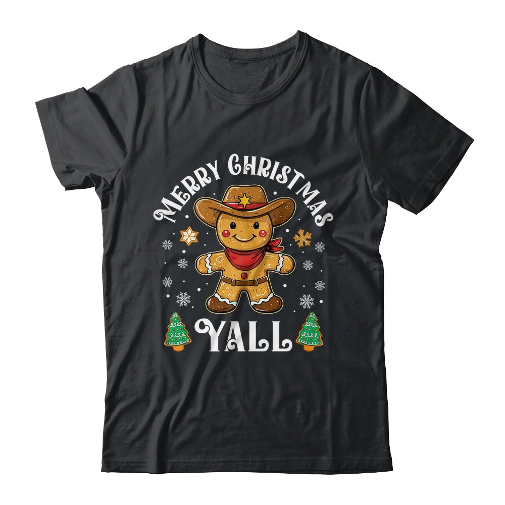 Merry Christmas Yall Gingerbread Cowboy Howdy Western Xmas Shirt & Sweatshirt | siriusteestore