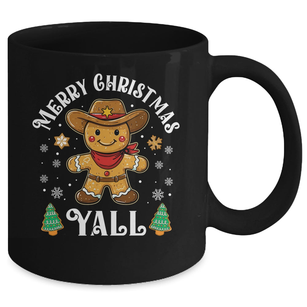 Merry Christmas Yall Gingerbread Cowboy Howdy Western Xmas Mug | siriusteestore