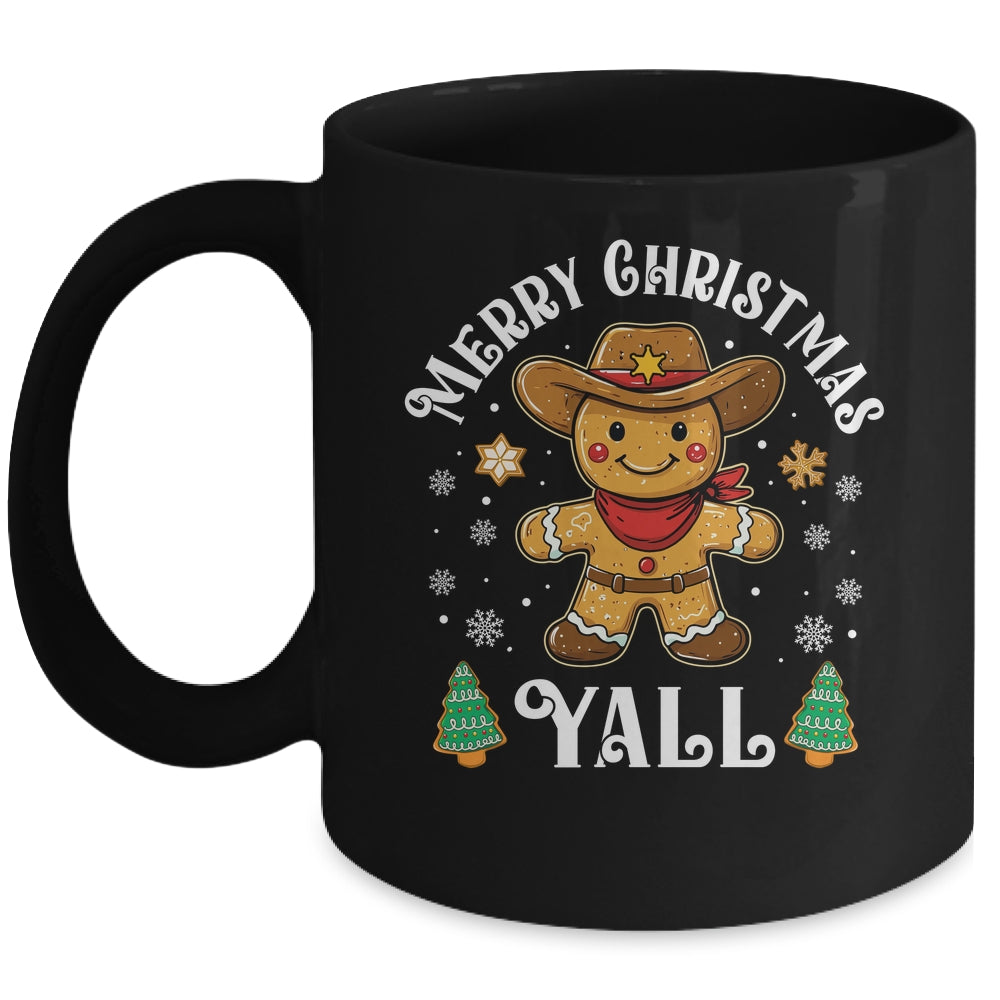 Merry Christmas Yall Gingerbread Cowboy Howdy Western Xmas Mug | siriusteestore