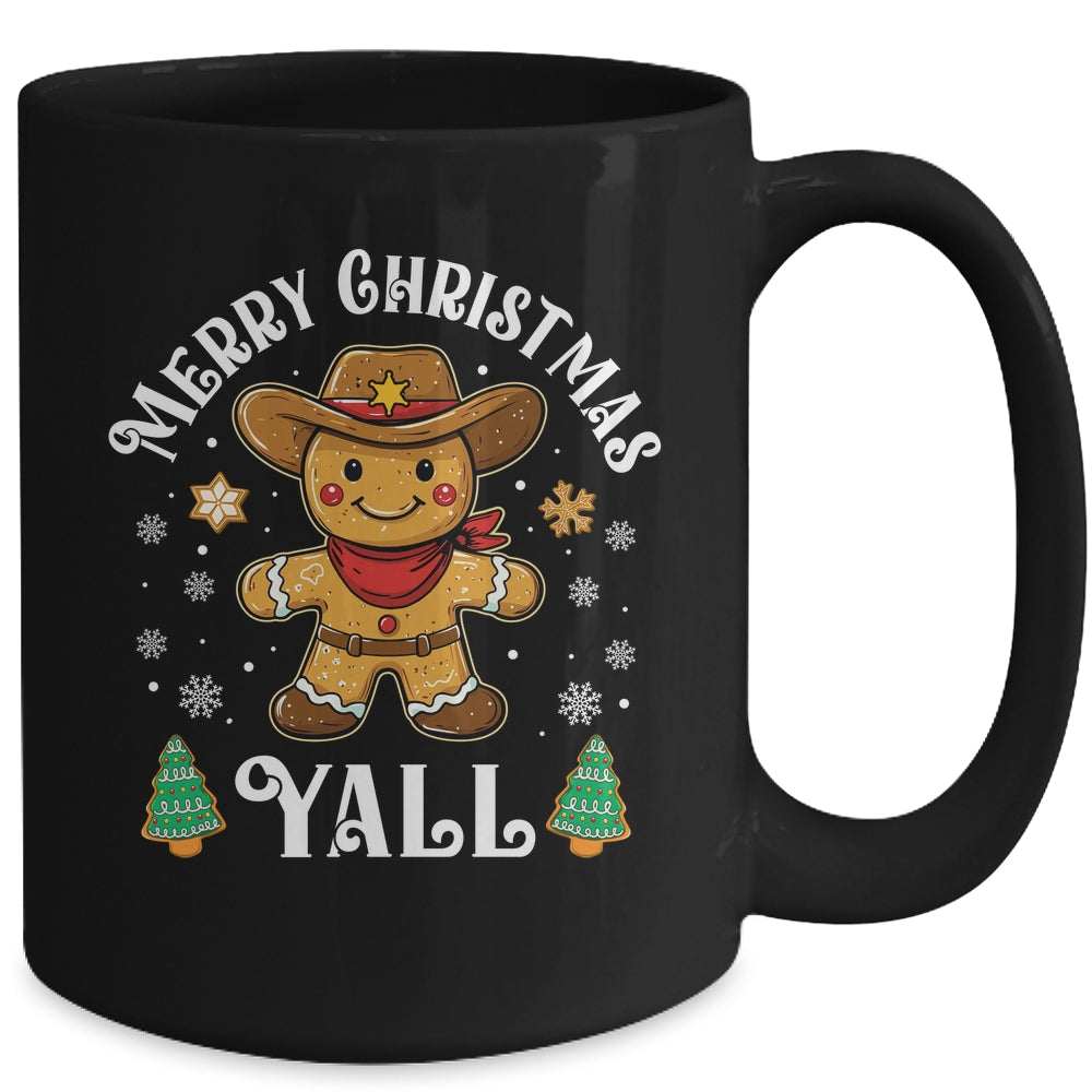 Merry Christmas Yall Gingerbread Cowboy Howdy Western Xmas Mug | siriusteestore