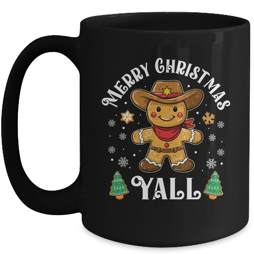 Merry Christmas Yall Gingerbread Cowboy Howdy Western Xmas Mug | siriusteestore