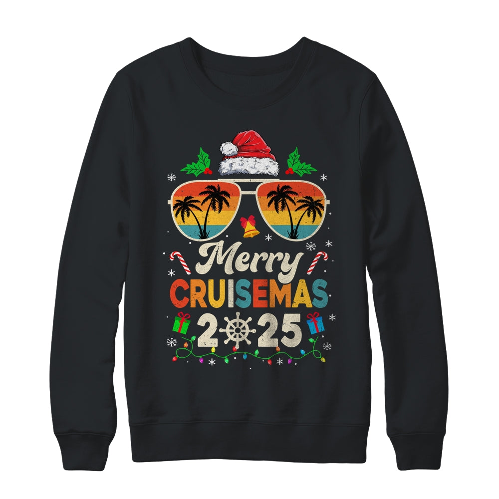 Merry Cruisemas 2025 Christmas Santa Reindeer Cruise Retro Shirt & Sweatshirt | siriusteestore