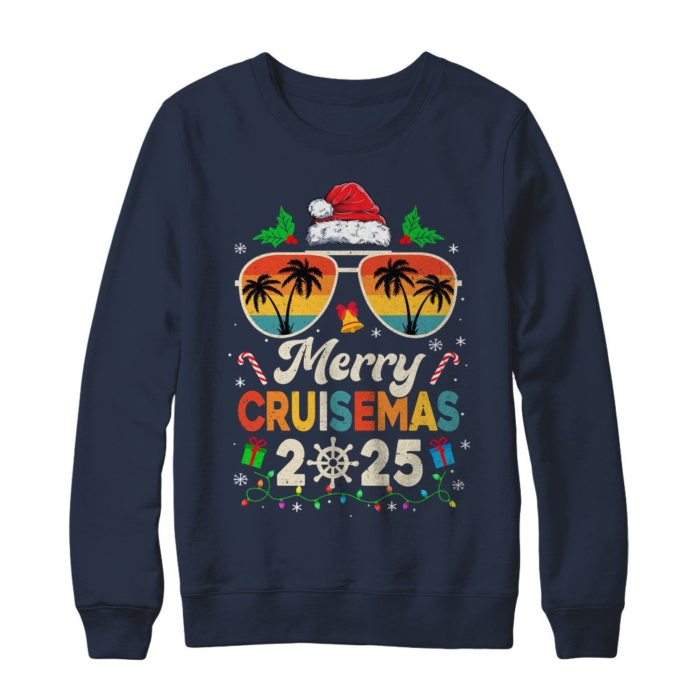 Merry Cruisemas 2025 Christmas Santa Reindeer Cruise Retro Shirt & Sweatshirt | siriusteestore