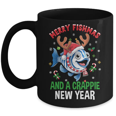 Merry Fishmas And A Crappie New Year Funny Fishing Pun Mug | siriusteestore