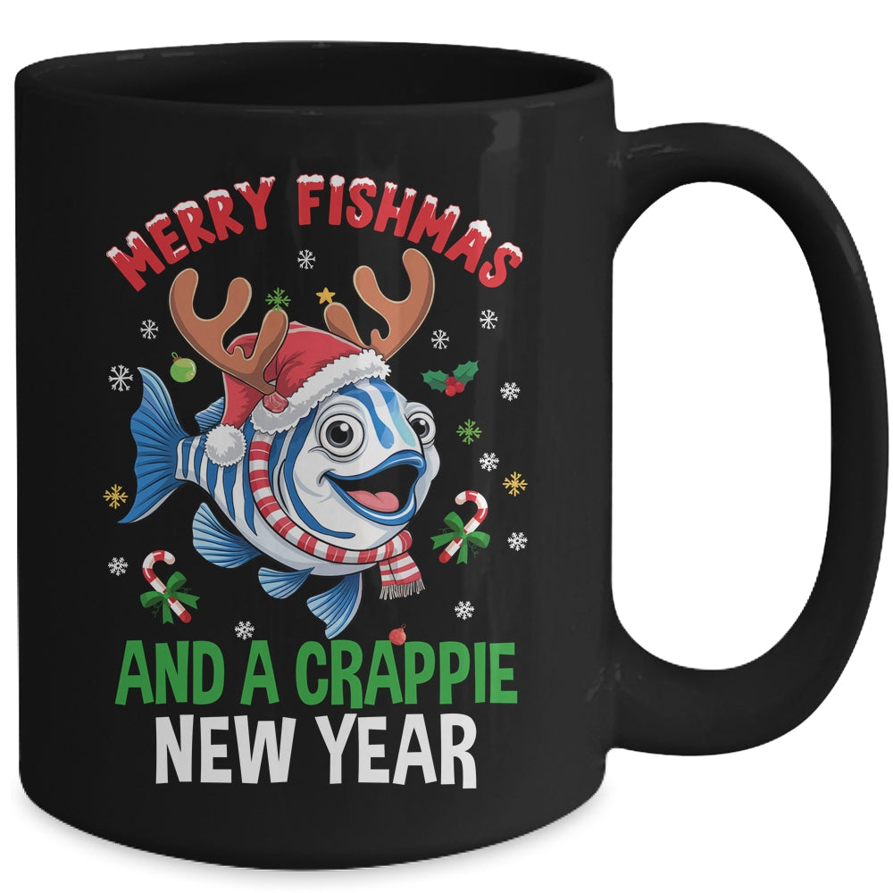 Merry Fishmas And A Crappie New Year Funny Fishing Pun Mug | siriusteestore
