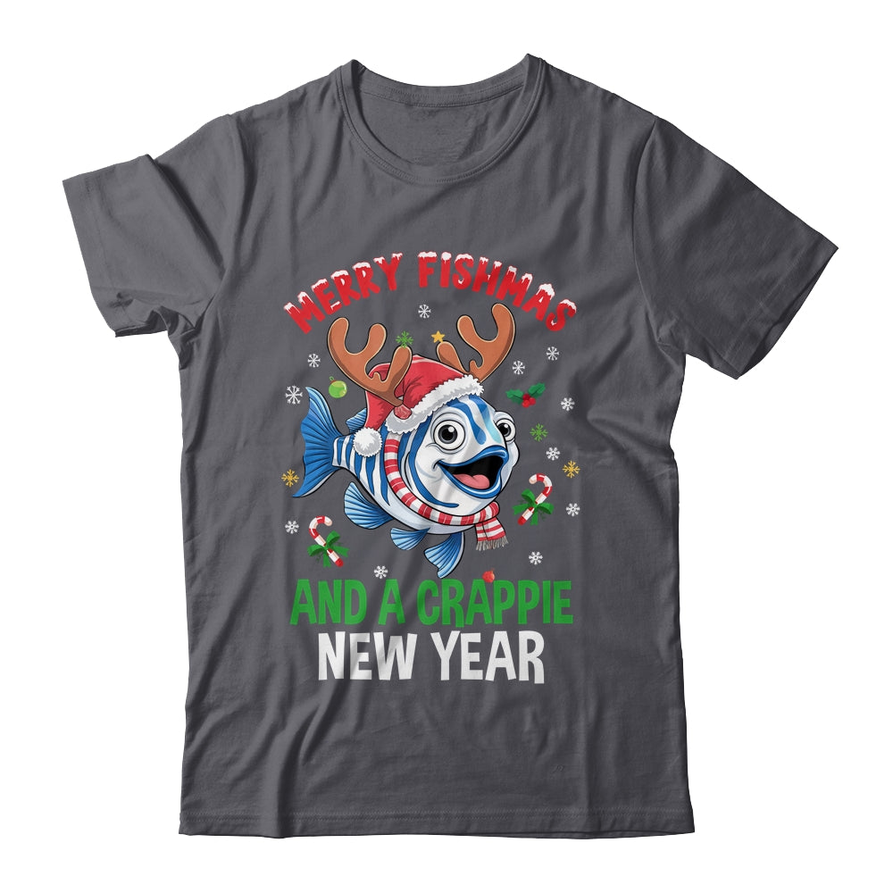 Merry Fishmas And A Crappie New Year Funny Fishing Pun Shirt & Sweatshirt | siriusteestore