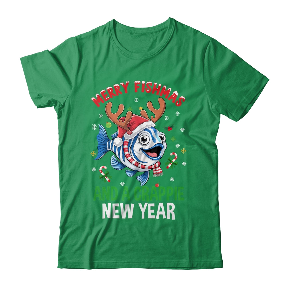 Merry Fishmas And A Crappie New Year Funny Fishing Pun Shirt & Sweatshirt | siriusteestore