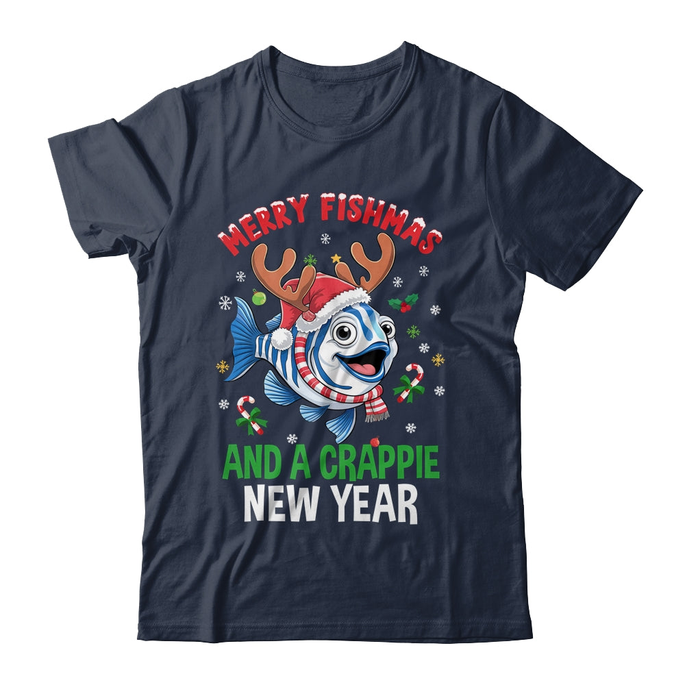 Merry Fishmas And A Crappie New Year Funny Fishing Pun Shirt & Sweatshirt | siriusteestore