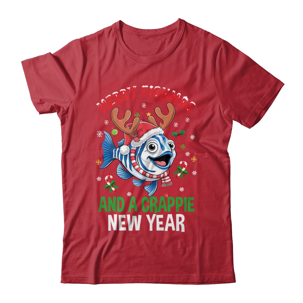 Merry Fishmas And A Crappie New Year Funny Fishing Pun Shirt & Sweatshirt | siriusteestore
