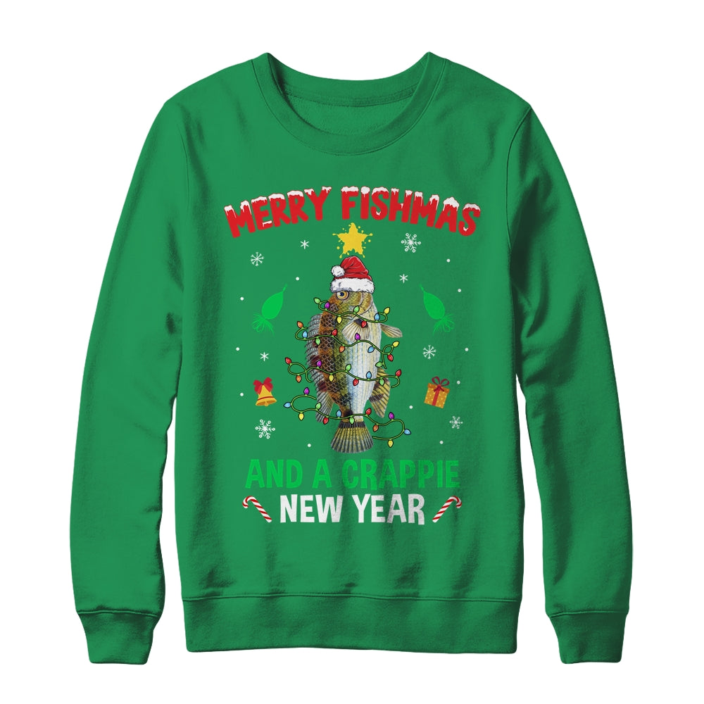 Merry Fishmas Crappie Christmas Tree Fishing Funny Xmas Shirt & Sweatshirt | siriusteestore