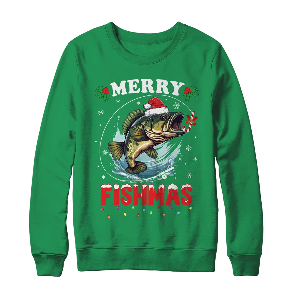 Merry Fishmas Fish Funny Fishing Christmas Dad Men Shirt & Sweatshirt | siriusteestore