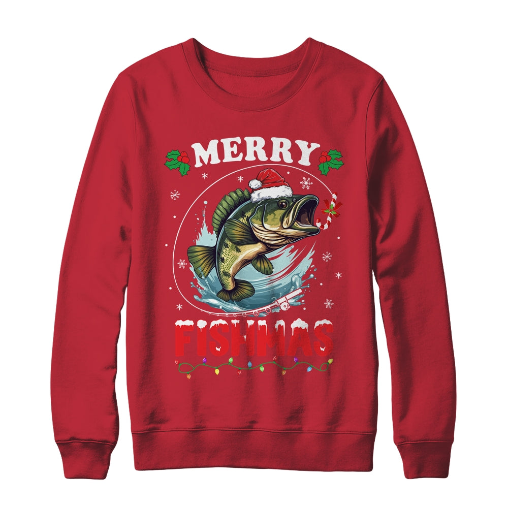 Merry Fishmas Fish Funny Fishing Christmas Dad Men Shirt & Sweatshirt | siriusteestore