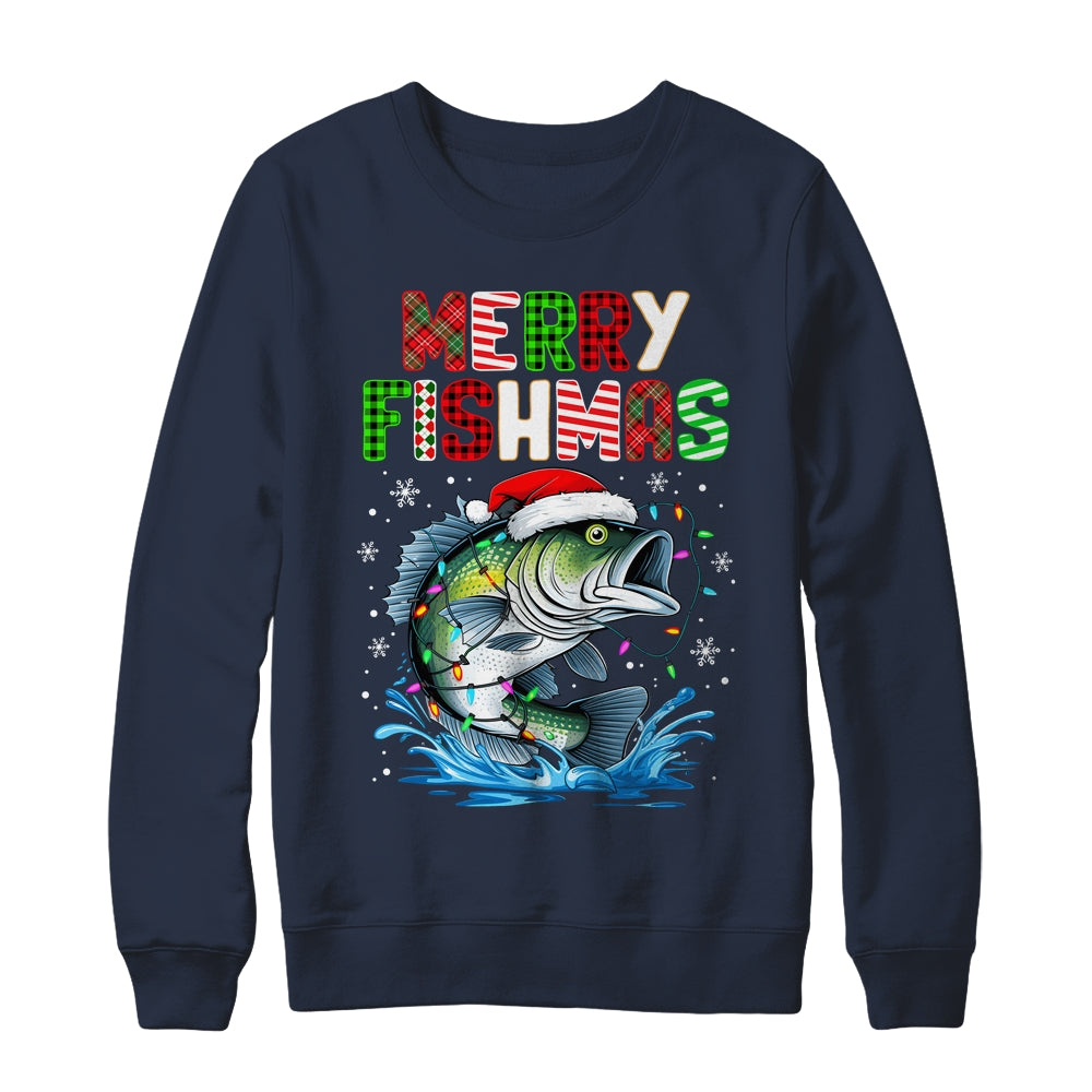 Merry Fishmas Santa Fishing Lovers Funny Fisherman Christmas Shirt & Sweatshirt | siriusteestore