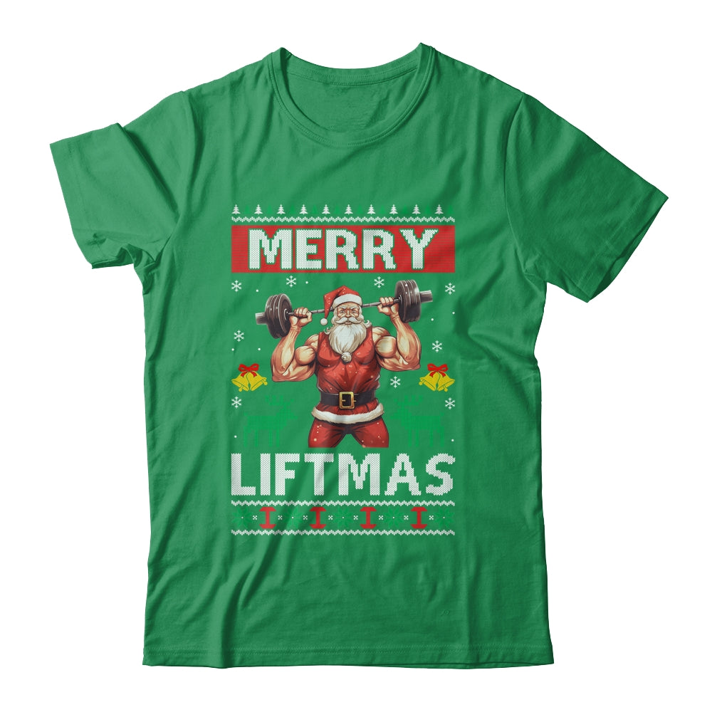 Merry Liftmas Santa Claus Fitness Gym Christmas Ugly Shirt & Sweatshirt | siriusteestore